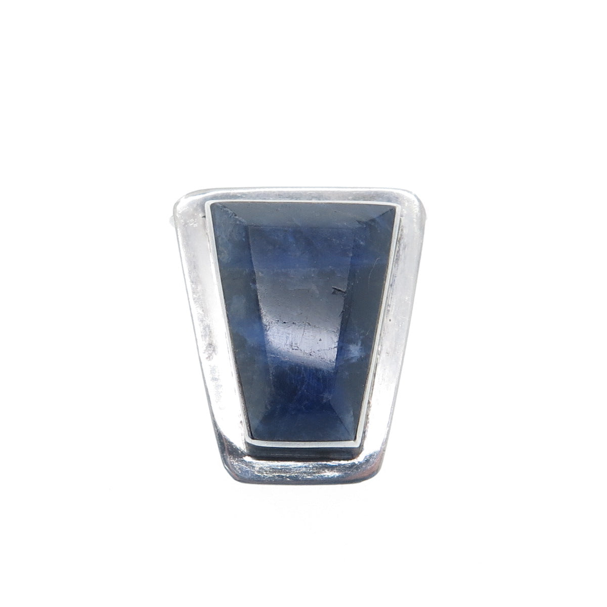 925 Sterling Silver Vintage Real Sodalite Modernist Slide Pendant