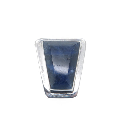 925 Sterling Silver Vintage Real Sodalite Modernist Slide Pendant