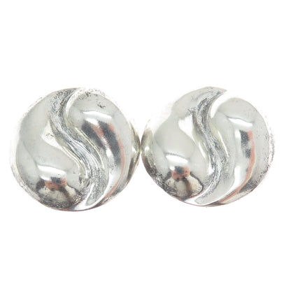 925 Sterling Silver Vintage Mexico Modernist Yin Yang Clip On Earrings