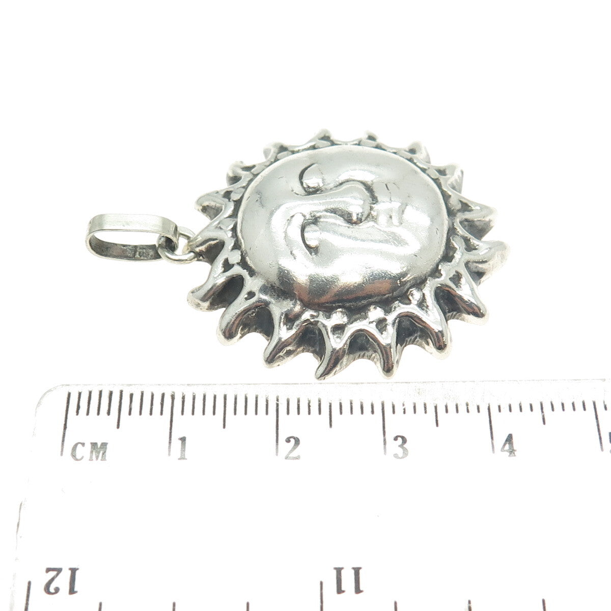 925 Sterling Silver Vintage Sun Face Pendant
