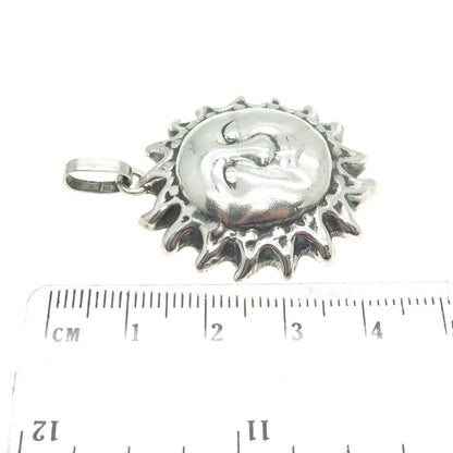 925 Sterling Silver Vintage Sun Face Pendant
