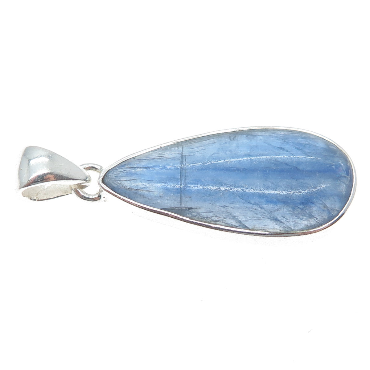 925 Sterling Silver Vintage Real Kyanite Modernist Teardrop Pendant