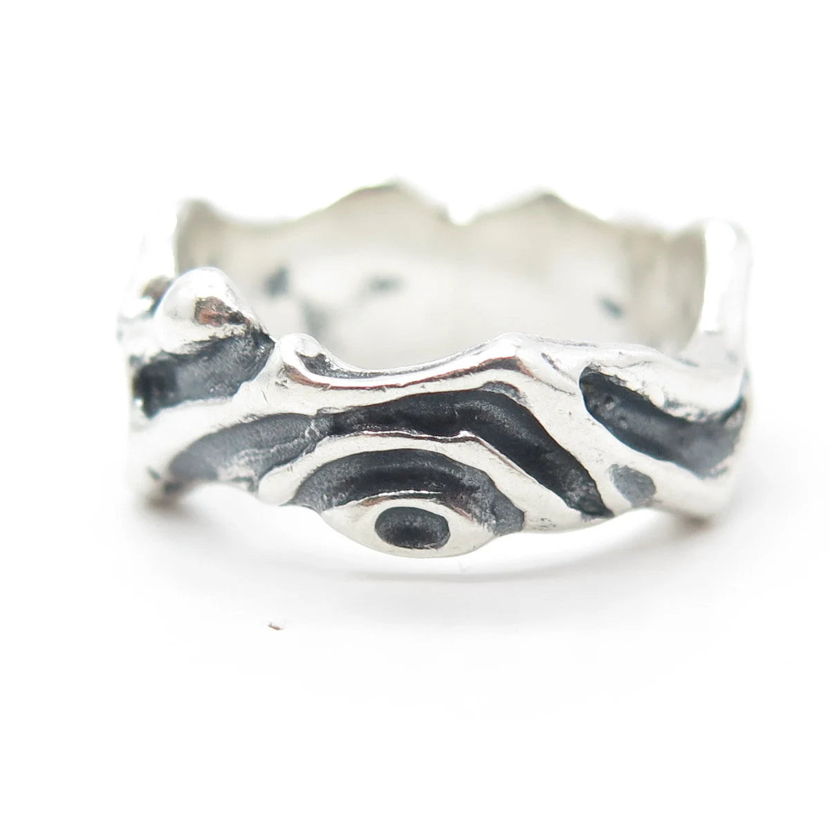 925 Sterling Silver Vintage Modernist Band Ring Size 8.5