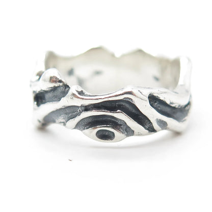 925 Sterling Silver Vintage Modernist Band Ring Size 8.5