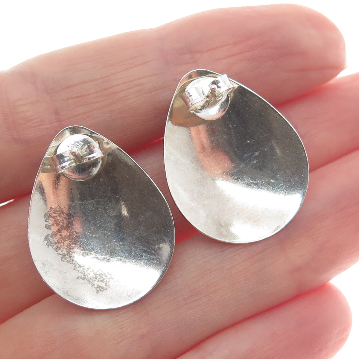 Old Pawn 925 Sterling Silver Vintage Southwestern Malachite Teardrop Earrings