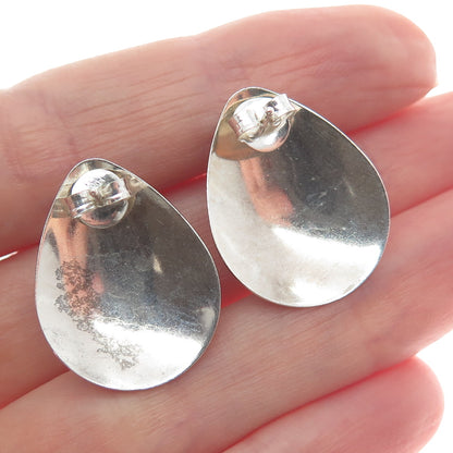 Old Pawn 925 Sterling Silver Vintage Southwestern Malachite Teardrop Earrings