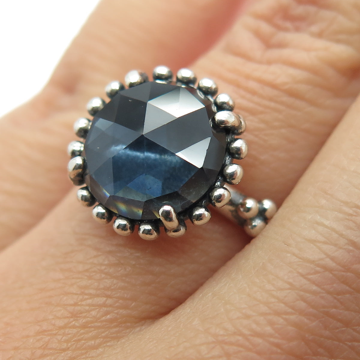 PANDORA 925 Sterling Silver Blue Crystal Midnight Star Ring Size 6