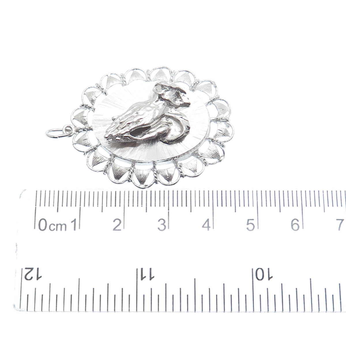 ART'S ELEGANCE 925 Sterling Silver Vintage Prayer Hands Religious Charm Pendant