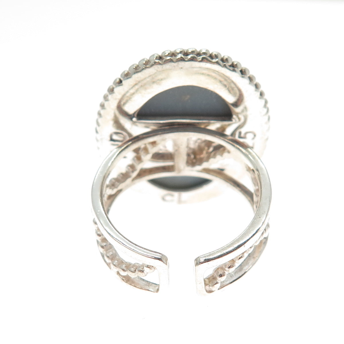 COLLEEN LOPEZ 925 Sterling Vintage Real Rainbow Druze Adjustable Ring Size 8.25