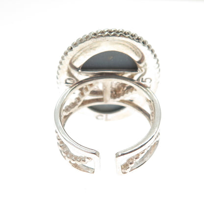 COLLEEN LOPEZ 925 Sterling Vintage Real Rainbow Druze Adjustable Ring Size 8.25