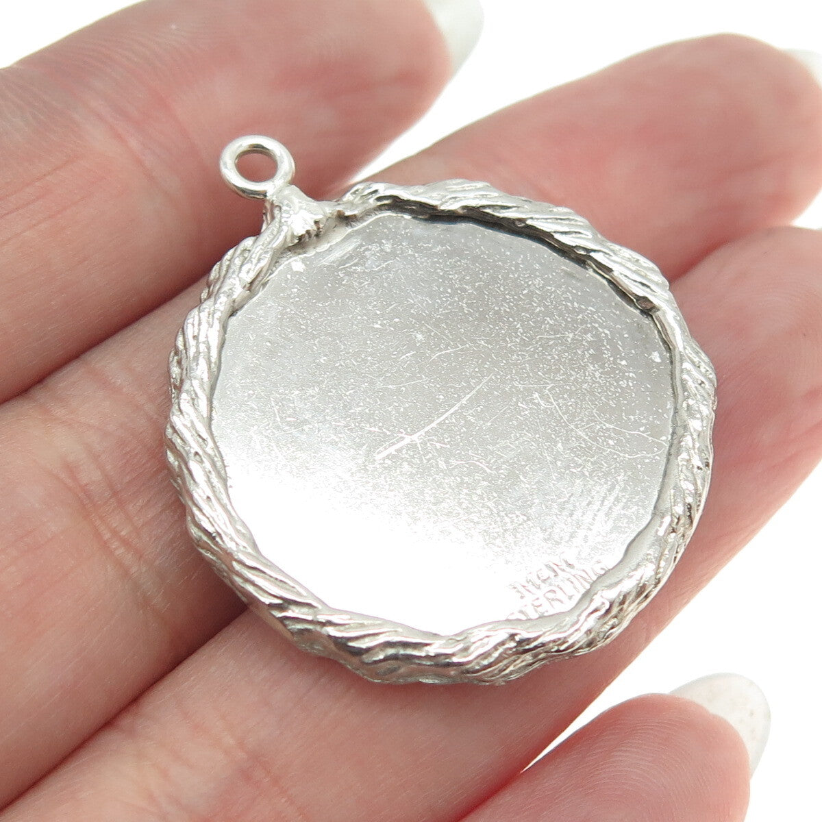925 Sterling Silver Antique Art Deco "Mother" Textured Pendant