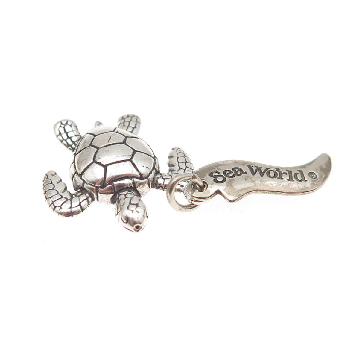 WHEELER MFG 925 Sterling Silver Vintage Turtle Sea World Mini Charm Pendant