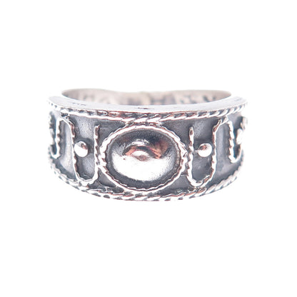 925 Sterling Silver Vintage Modernist Swirl Oxidized Ring Size 9