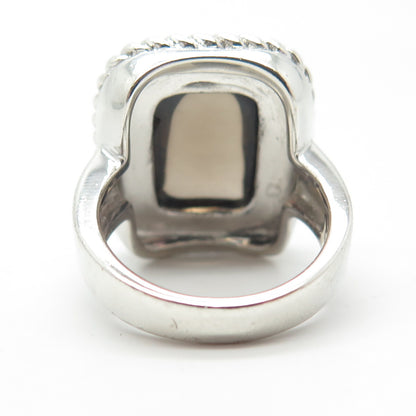 925 Sterling Silver LXG Jewelry Real Smoky Quartz Cocktail Ring Size 6.25