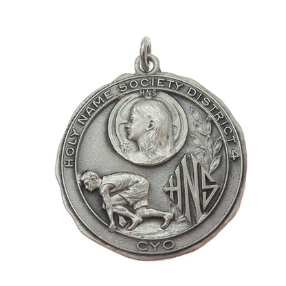 DIEGES & CLUST 925 Sterling Silver Vintage 1952 Holy Name Society Medal Pendant