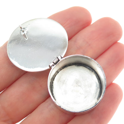 925 Sterling Silver Vintage Mexico Ornate Floral Snuff / Pill Box
