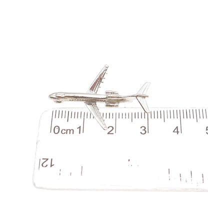925 Sterling Silver Vintage Airplane 3D Charm Pendant
