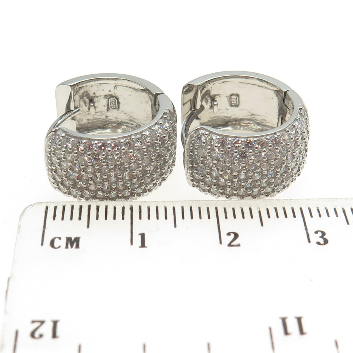 925 Sterling Silver Round-Cut C Z Sparkle Hoop Earrings