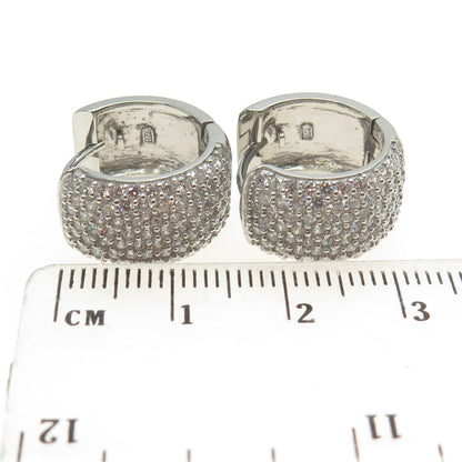 925 Sterling Silver Round-Cut C Z Sparkle Hoop Earrings