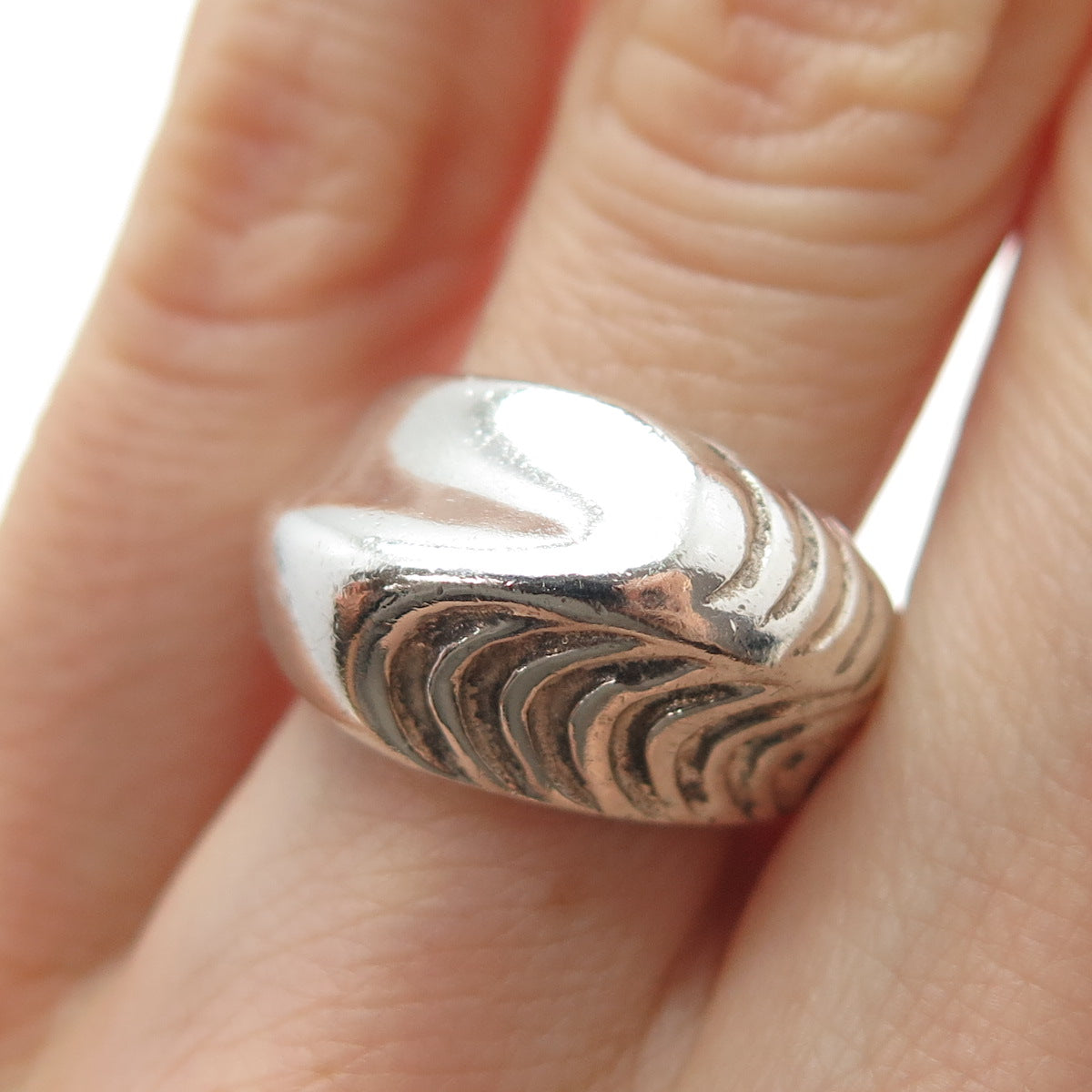 MONET 925 Sterling Silver Vintage Modernist Dome Ring Size 6