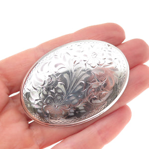 Burkhardt 925 Sterling Silver Antique Art Deco Engraved Floral Pin Brooch