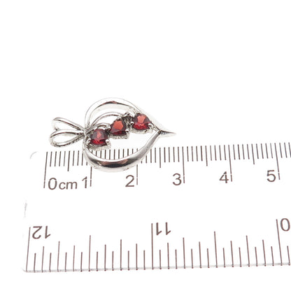 925 Sterling Silver Real Red Garnet Heart Charm Pendant