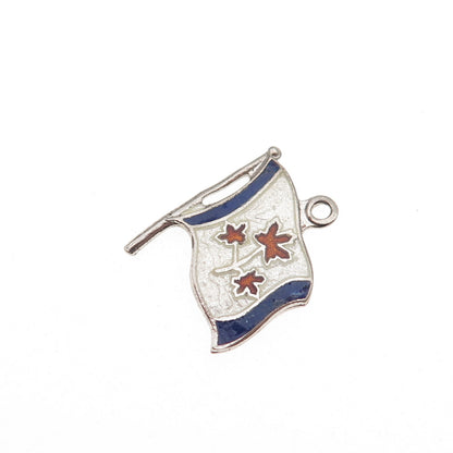 Breadner Co. 925 Sterling Vintage Enamel Canadian Great Flag Debate Mini Pendant
