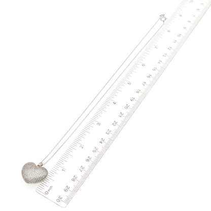 925 Sterling Silver Italy Round-Cut C Z Puffy Heart Cable Chain Necklace 16"