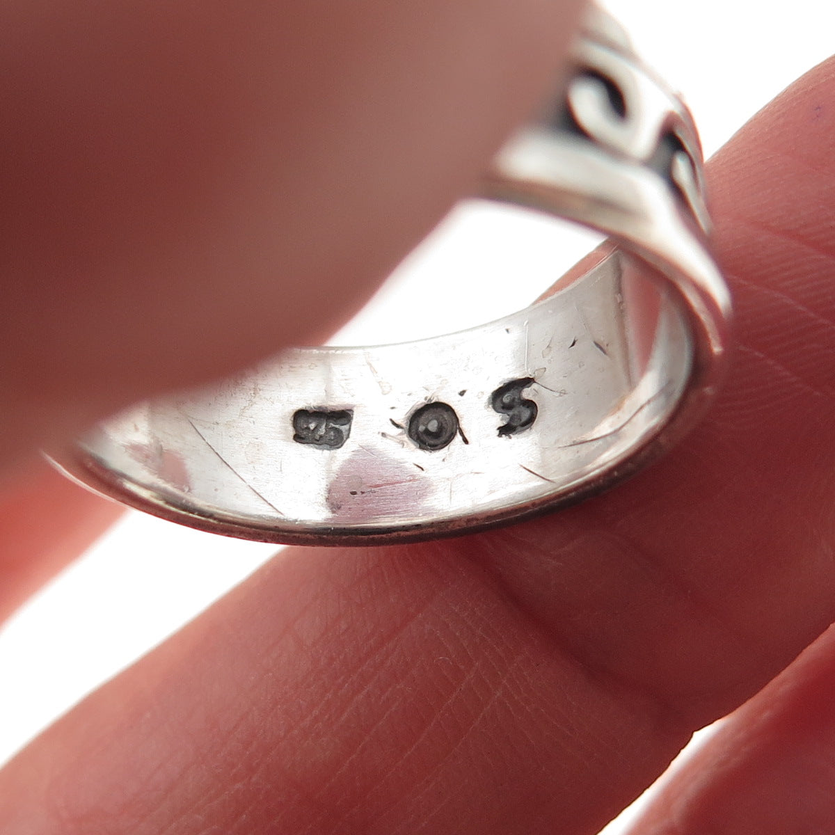 Shube 925 Sterling Silver Vintage Wave Oxidized Band Ring Size 9.25