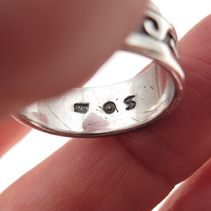 Shube 925 Sterling Silver Vintage Wave Oxidized Band Ring Size 9.25