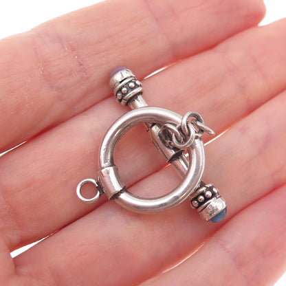 925 Sterling Silver Vintage Real Moonstone Bracelet / Necklace Toggle Lock Clasp