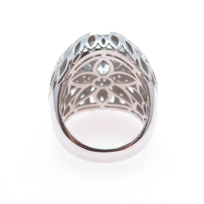 925 Sterling Silver Round-Cut C Z Flower Dome Ring Size 8