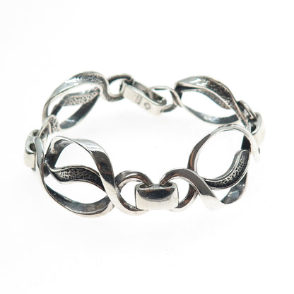 Industria Argentina Sterling Silver Vintage Modernist Oxidized Bracelet 6.75"