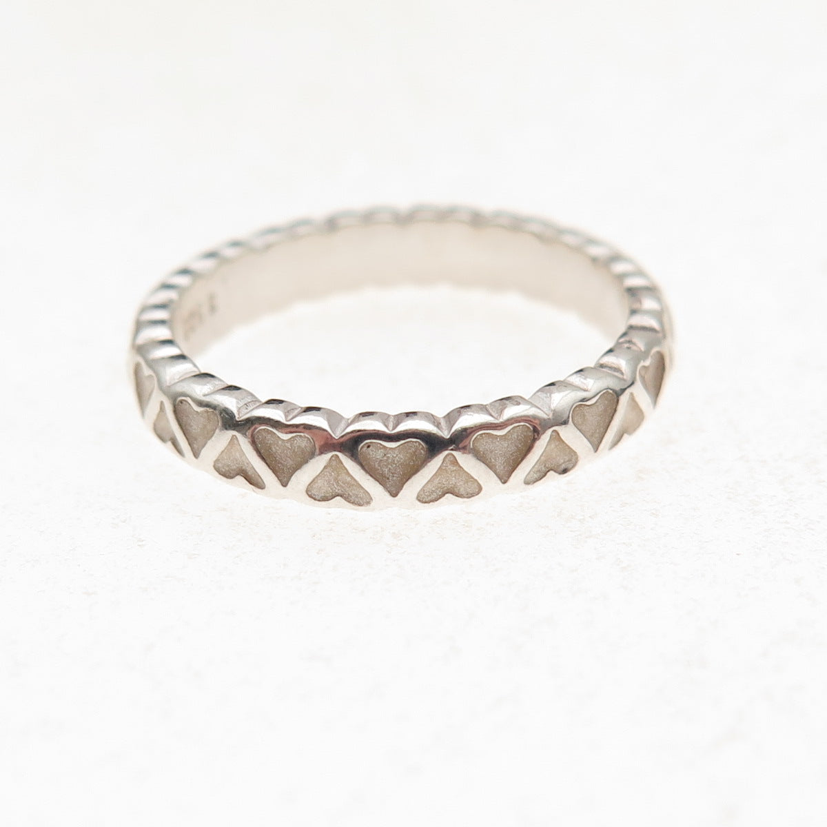 Pandora 925 Sterling Silver Enamel Abundance of Love Band Ring Size 6