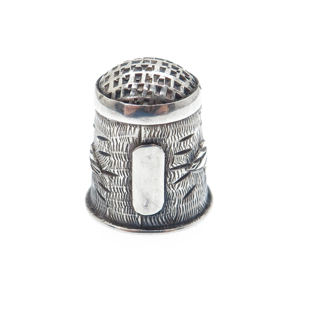 925 Sterling Silver Antique Mexico Floral Oxidized Sewing Thimble