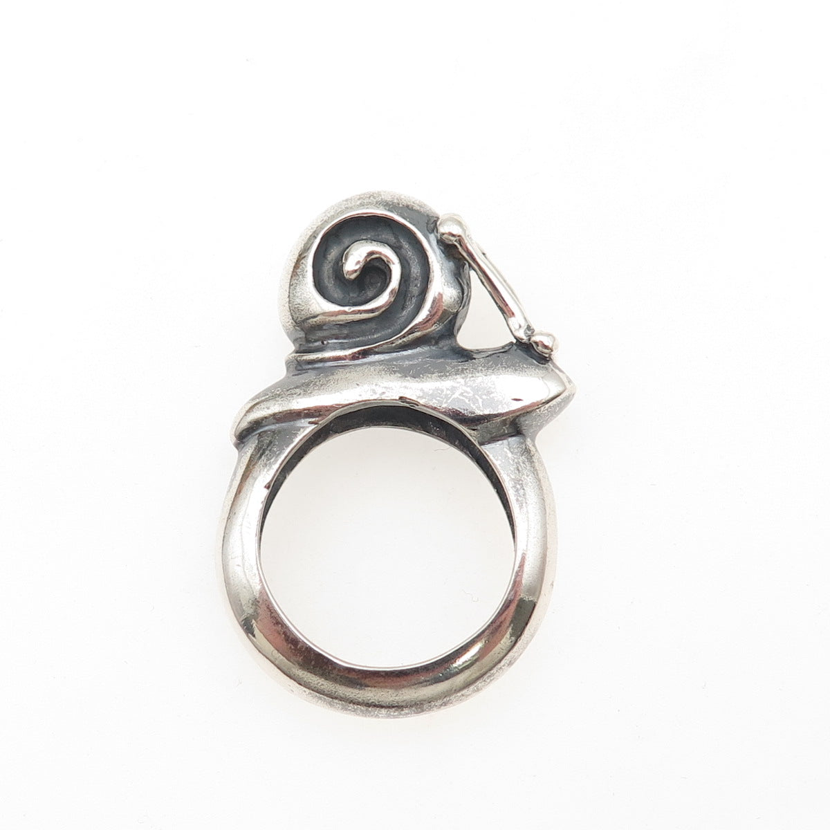 Emilia Castillo 925 Sterling Silver Vintage Mexico Snail Oxidized Ring Size 7.5