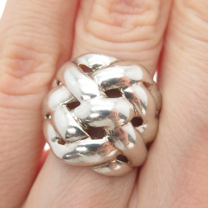 925 Sterling Silver Vintage Modernist Woven Ring Size 6