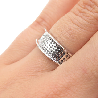925 Sterling Silver Vintage Modernist Dotted Oxidized Ring Size 5.75