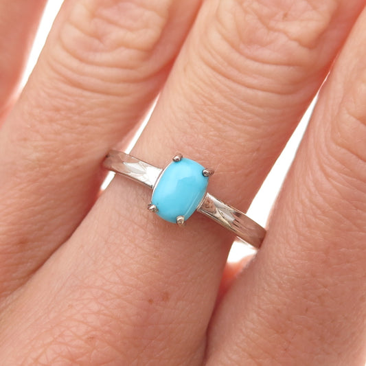 Chuck Clemency 925 Sterling Silver Real Turquoise Diamond-Cut Ring Size 8.25
