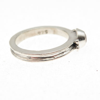 925 Sterling Silver Vintage Real Red Garnet Modernist Ring Size 6.75