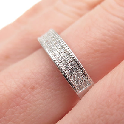 925 Sterling Silver Round-Cut C Z Sparkle Band Ring Size 9