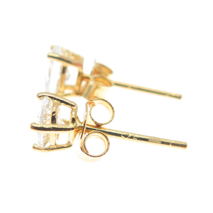 925 Sterling Silver Gold Plated Oval-Cut C Z Stud Earrings