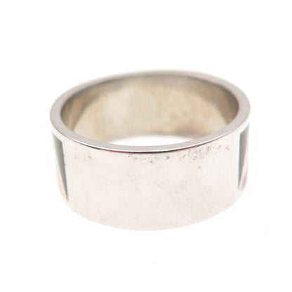925 Sterling Silver Vintage Enamel Modernist Geometric Band Ring Size 8.25