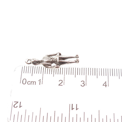 925 Sterling Silver Vintage Greek Soldier Oxidized 3D Charm Pendant