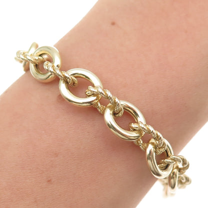 JUDITH RIPKA Sterling Silver Gold Plated Italy C Z Oval Cable Link Bracelet 8"