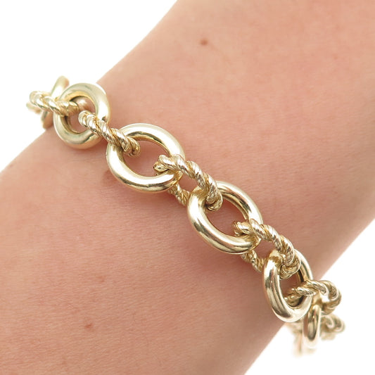JUDITH RIPKA Sterling Silver Gold Plated Italy C Z Oval Cable Link Bracelet 8"