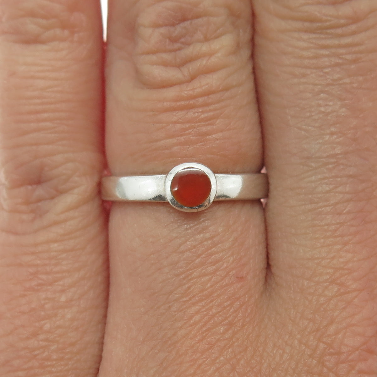 925 Sterling Silver Vintage Real Carnelian Ring Size 6.25