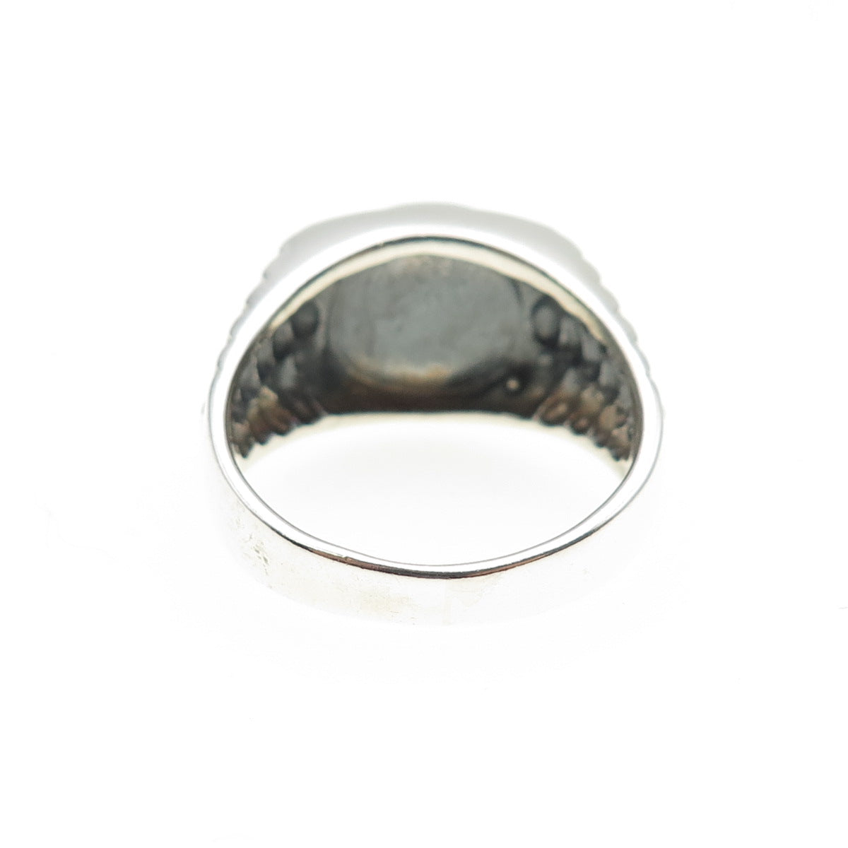 925 Sterling Silver Vintage Real Black Onyx Oxidized Ring Size 10.75