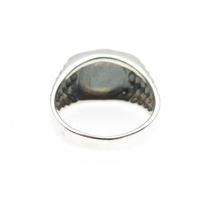 925 Sterling Silver Vintage Real Black Onyx Oxidized Ring Size 10.75