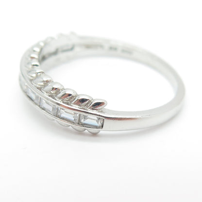 925 Sterling Silver Baguette-Cut C Z Modernist Ring Size 11.25